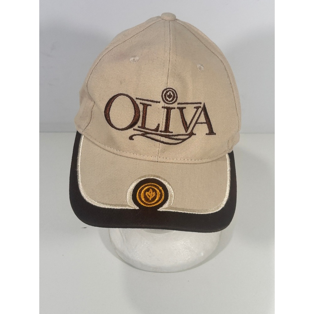 Oliva Cigar Baseball Cap Tan Brown Embroidered Cotton Adjustable Strap Hat